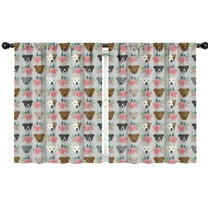 Blackout Kids Curtains,Cute Pitbull Terriers Dog and Flower Childrens Insulated Curtains Set Of 2,Bedroom Essentials,Toddler Room Decor 42"x54"(106x137cm)