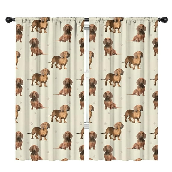 Blackout Kids Curtains,Dachshund Footprint Childrens Insulated Curtains Set Of 2,Bedroom Essentials,Toddler Room Decor 42x84in(106x213cm)
