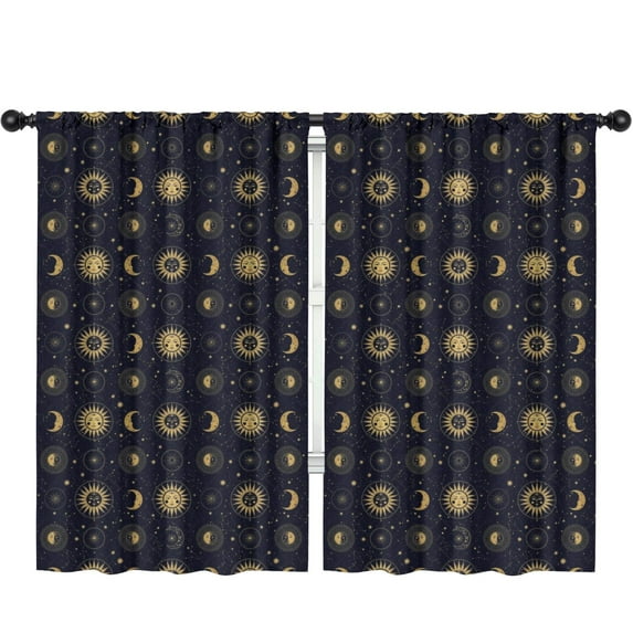 Blackout Kids Curtains,Dark Blue Celestial Body Pattern Childrens Insulated Curtains Set Of 2,Bedroom Essentials,Toddler Room Decor 52"x84"
