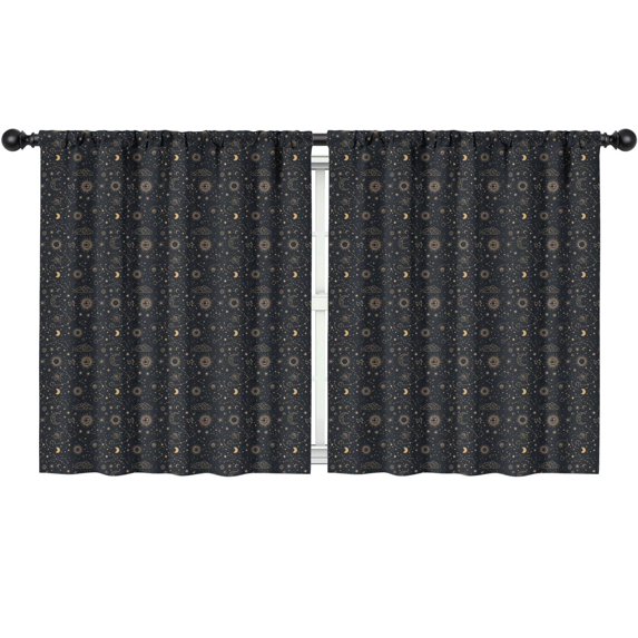 Blackout Kids Curtains,Dark Blue Celestial Pattern Childrens Insulated Curtains Set Of 2,Bedroom Essentials,Toddler Room Decor 52"x63"