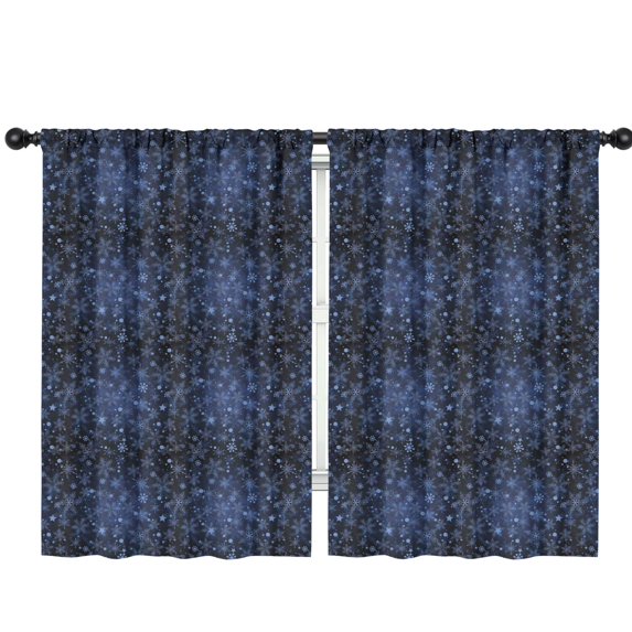 Blackout Kids Curtains,Dark Blue Christmas Snowflake Pattern Childrens Insulated Curtains Set Of 2,Bedroom Essentials,Toddler Room Decor 42"x63"