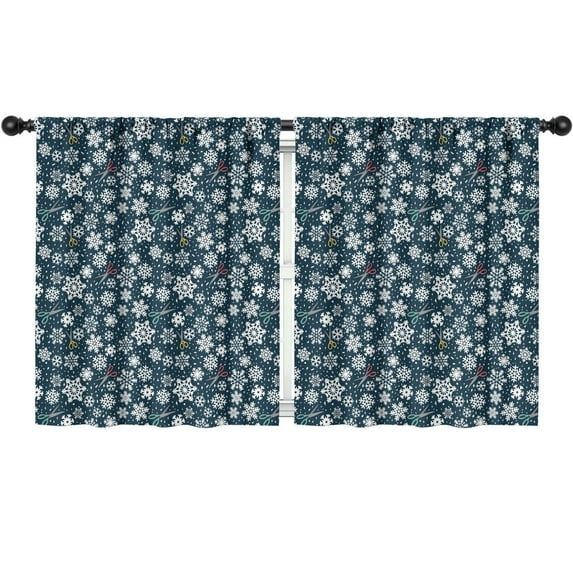 Blackout Kids Curtains,Dark Blue Christmas Snowflake Pattern Childrens Insulated Curtains Set Of 2,Bedroom Essentials,Toddler Room Decor 52"x63"