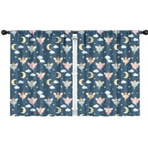 Blackout Kids Curtains,Dark Blue Fairy Moon Princess Pattern Childrens Insulated Curtains Set Of 2,Bedroom Essentials,Toddler Room Decor 42"x54"