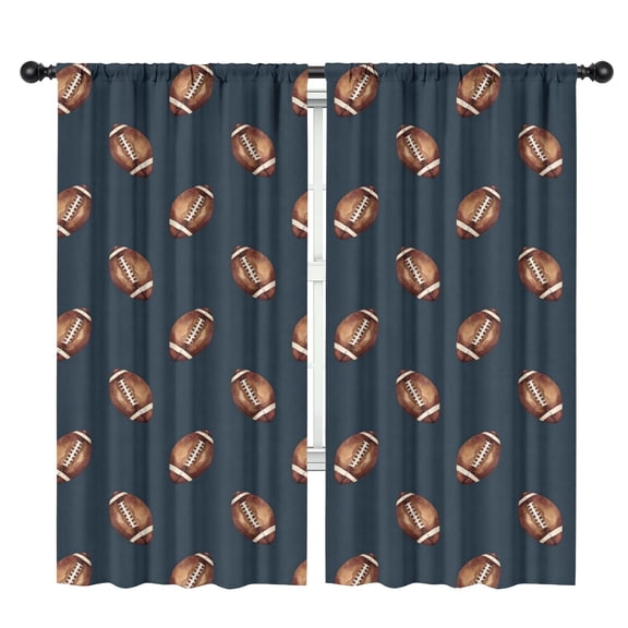 Blackout Kids Curtains,Dark Blue Football Repeat Pattern Childrens Insulated Curtains Set Of 2,Bedroom Essentials,Toddler Room Decor 42"x84"