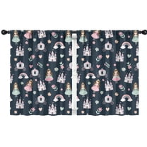 Blackout Kids Curtains,Dark Blue Princess Castle Pattern Childrens Insulated Curtains Set Of 2,Bedroom Essentials,Toddler Room Decor 42"x54"