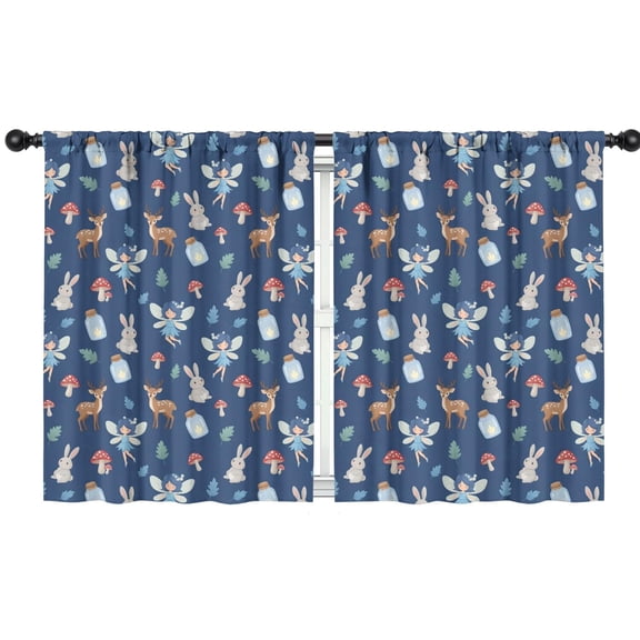 Blackout Kids Curtains,Dark Blue Princess Fairy Forest Pattern Childrens Insulated Curtains Set Of 2,Bedroom Essentials,Toddler Room Decor 42"x54"