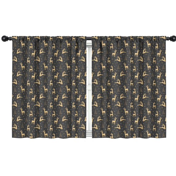 Blackout Kids Curtains,Dark Christmas Golden Reindeer Pattern Childrens Insulated Curtains Set Of 2,Bedroom Essentials,Toddler Room Decor 42"x54"