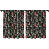 Blackout Kids Curtains,Dark Christmas Tree and Gift Pattern Childrens Insulated Curtains Set Of 2,Bedroom Essentials,Toddler Room Decor 42"x54"