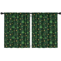 Blackout Kids Curtains,Dark Green Christmas Tree and Star Pattern Childrens Insulated Curtains Set Of 2,Bedroom Essentials,Toddler Room Decor 42"x54"