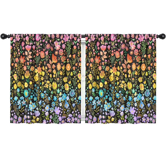 Blackout Kids Curtains,Dark Pioneer Flower Pattern Childrens Insulated Curtains Set Of 2,Bedroom Essentials,Toddler Room Decor 52x63in(132x160cm)