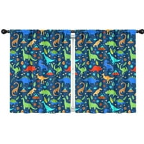 Blackout Kids Curtains,DarkBlue Dinosaurs Pattern Childrens Insulated Curtains Set Of 2,Bedroom Essentials,Toddler Room Decor 42"x54"