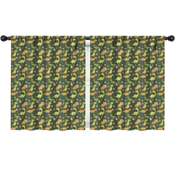 Blackout Kids Curtains,DarkGreen Cartoon Dinosaurs Eggs Pattern Childrens Insulated Curtains Set Of 2,Bedroom Essentials,Toddler Room Decor 52"x63"