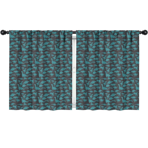 Blackout Kids Curtains,DarkGreen Cartoon Dinosaurs Silhouette Pattern Childrens Insulated Curtains Set Of 2,Bedroom Essentials,Toddler Room Decor 52"x63"