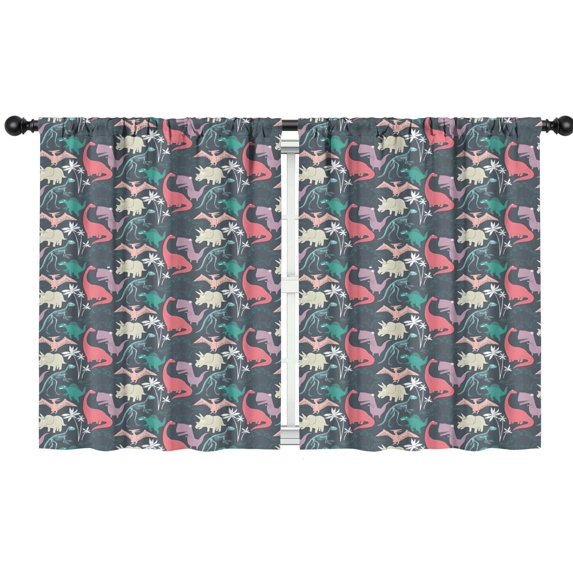 Blackout Kids Curtains,DarkGreen Dinosaurs Pattern Childrens Insulated Curtains Set Of 2,Bedroom Essentials,Toddler Room Decor 42"x54"