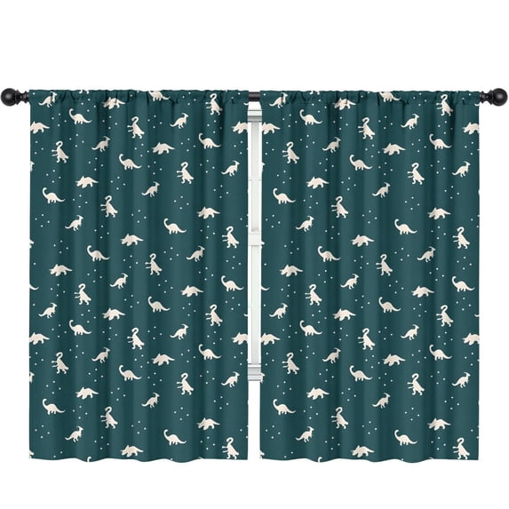 Blackout Kids Curtains,DarkGreen Dinosaurs Pattern Childrens Insulated Curtains Set Of 2,Bedroom Essentials,Toddler Room Decor 52"x84"