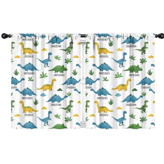 Blackout Kids Curtains,Dinosaur Pattern with Names Childrens Insulated Curtains Set Of 2,Bedroom Essentials,Toddler Room Decor 42"x54"