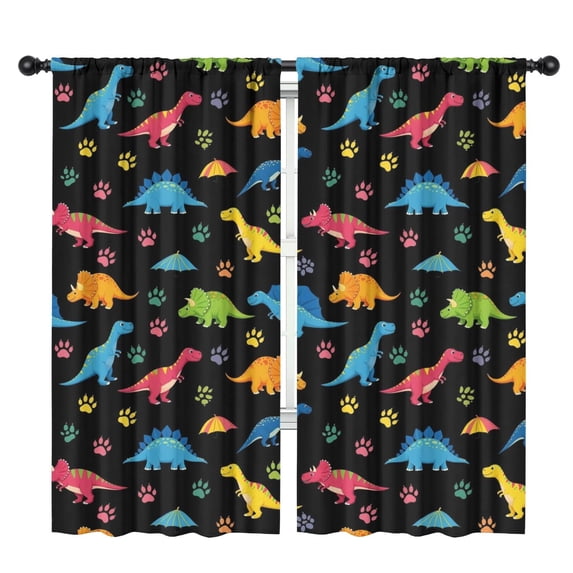Blackout Kids Curtains,Dinosaur and Paw Print Pattern Childrens Insulated Curtains Set Of 2,Bedroom Essentials,Toddler Room Decor 42"x84"