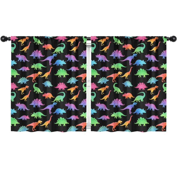 Blackout Kids Curtains,Dinosaur and Silhouette Black Pattern Children's Insulated Curtains Set Of 2,Bedroom Essentials,Toddler Room Decor 52"x63"
