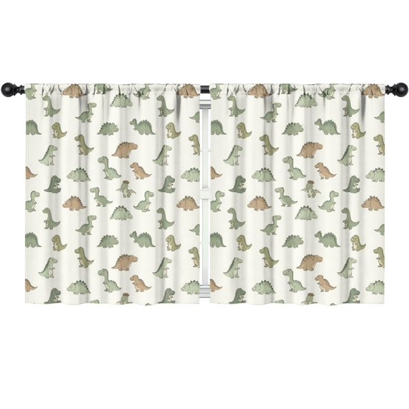 Blackout Kids Curtains,Dinosaur and Silhouette White Pattern Children's Insulated Curtains Set Of 2,Bedroom Essentials,Toddler Room Decor 52"x63"