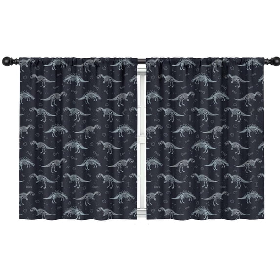 Blackout Kids Curtains,Dinosaur and Skeleton Navy Pattern Children's Insulated Curtains Set Of 2,Bedroom Essentials,Toddler Room Decor 42"x54"