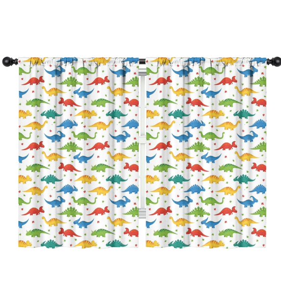 Blackout Kids Curtains,Dinosaur and Star White Pattern Children's Insulated Curtains Set Of 2,Bedroom Essentials,Toddler Room Decor 42"x63"