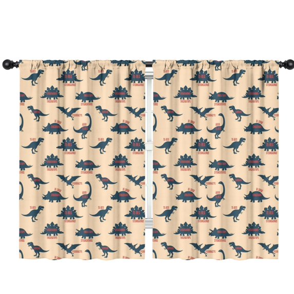 Blackout Kids Curtains,Dinosaur and Text Beige Pattern Children's Insulated Curtains Set Of 2,Bedroom Essentials,Toddler Room Decor 42"x63"
