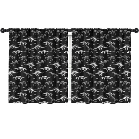 Blackout Kids Curtains,Dinosaur and Text Black Pattern Children's Insulated Curtains Set Of 2,Bedroom Essentials,Toddler Room Decor 52"x63"