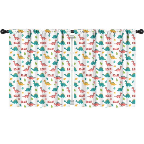 Blackout Kids Curtains,Dinosaur and Text White Pattern Children's Insulated Curtains Set Of 2,Bedroom Essentials,Toddler Room Decor 52"x63"