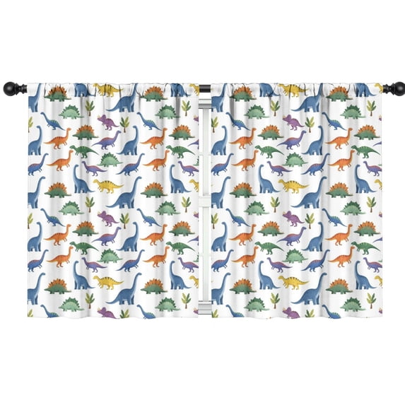 Blackout Kids Curtains,Dinosaur and Trees White Pattern Children's Insulated Curtains Set Of 2,Bedroom Essentials,Toddler Room Decor 42"x54"