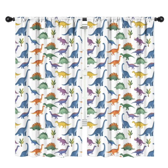 Blackout Kids Curtains,Dinosaur and Trees White Pattern Children's Insulated Curtains Set Of 2,Bedroom Essentials,Toddler Room Decor 42"x84"