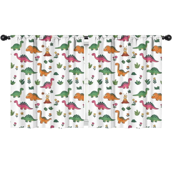 Blackout Kids Curtains,Dinosaur and Volcano Pattern Childrens Insulated Curtains Set Of 2,Bedroom Essentials,Toddler Room Decor 52"x63"