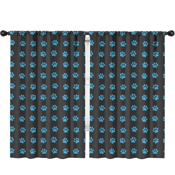 Blackout Kids Curtains,Dog Paw Print Black Pattern Children's Insulated Curtains Set Of 2,Bedroom Essentials,Toddler Room Decor 52"x84"