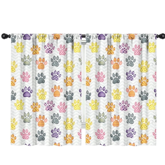Blackout Kids Curtains,Dog Paw Print Rainbow Chevron Pattern Children's Insulated Curtains Set Of 2,Bedroom Essentials,Toddler Room Decor 42"x63"