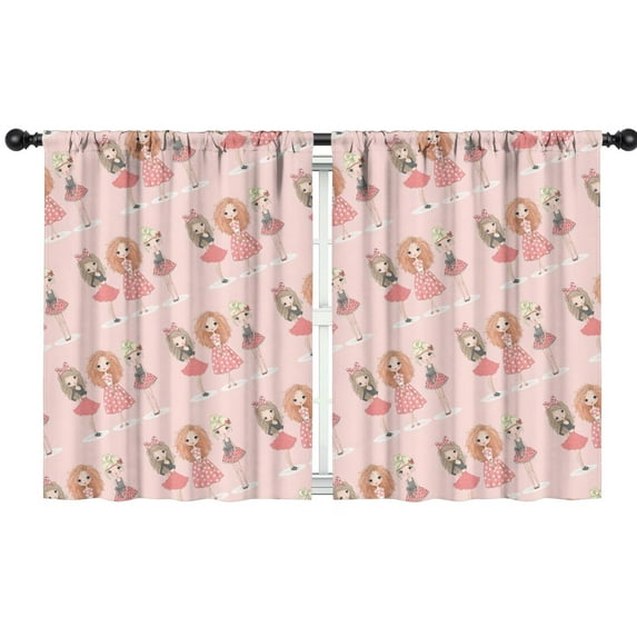 Blackout Kids Curtains,Doll Princess Pattern Childrens Insulated Curtains Set Of 2,Bedroom Essentials,Toddler Room Decor 42"x54"