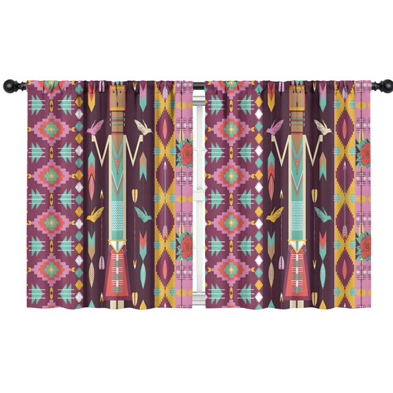 Blackout Kids Curtains,Ethnic Figure and Pattern Childrens Insulated Curtains Set Of 2,Bedroom Essentials,Toddler Room Decor 42x54in(106x137cm)