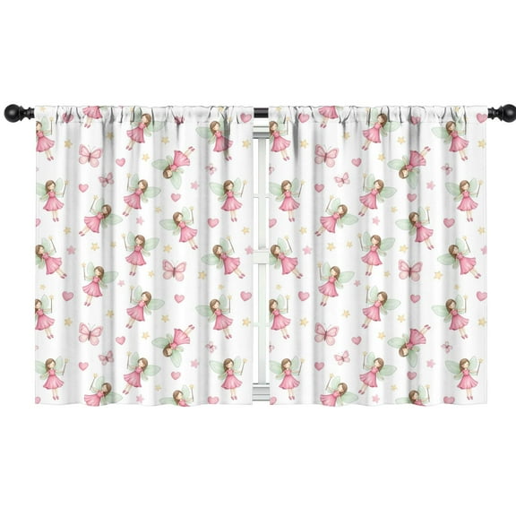 Blackout Kids Curtains,Fairy Heart Pattern Childrens Insulated Curtains Set Of 2,Bedroom Essentials,Toddler Room Decor 42"x54"