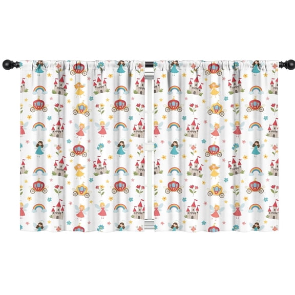 Blackout Kids Curtains,Fairy Princess Castle Pattern Childrens Insulated Curtains Set Of 2,Bedroom Essentials,Toddler Room Decor 42"x54"