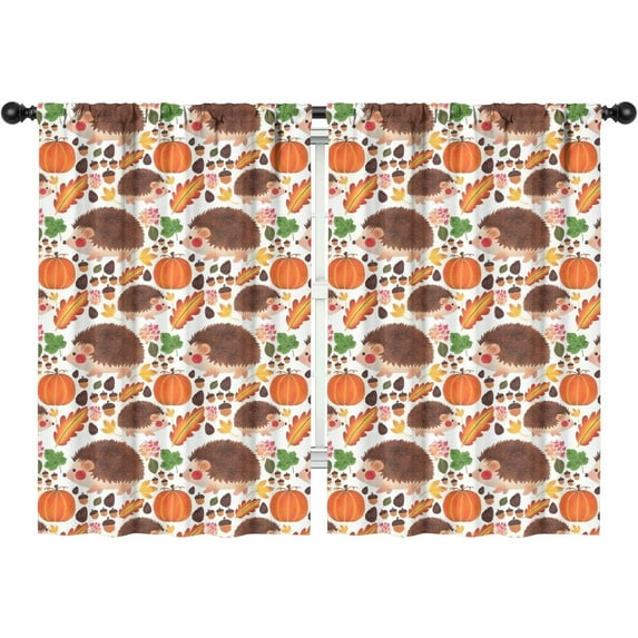 Blackout Kids Curtains,Fall Hedgehog Pumpkin Childrens Insulated Curtains Set Of 2,Bedroom Essentials,Toddler Room Decor 42"x63"(106x160cm)
