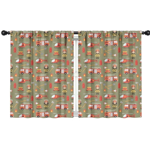 Blackout Kids Curtains,Fireman and Axe Green Pattern Children's Insulated Curtains Set Of 2,Bedroom Essentials,Toddler Room Decor 42"x54"