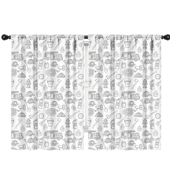 Blackout Kids Curtains,Fireman and Bucket White Pattern Children's Insulated Curtains Set Of 2,Bedroom Essentials,Toddler Room Decor 42"x63"