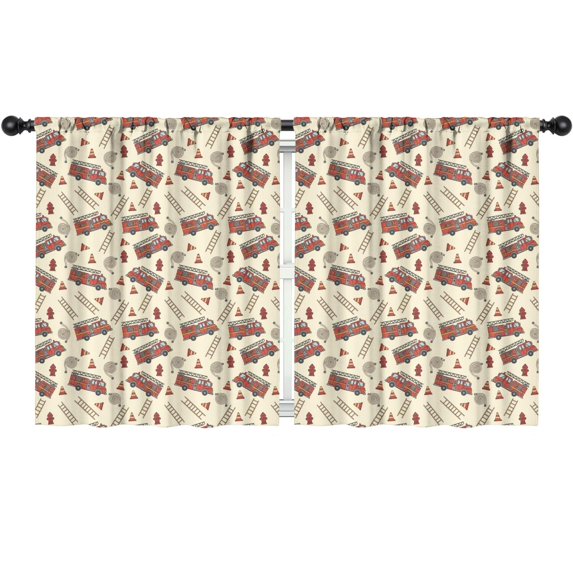 Blackout Kids Curtains,Fireman and Cone Beige Pattern Children's Insulated Curtains Set Of 2,Bedroom Essentials,Toddler Room Decor 52"x63"