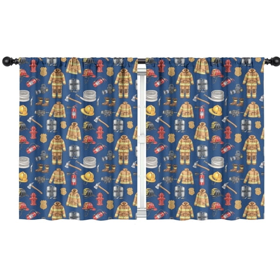 Blackout Kids Curtains,Fireman and Uniform Blue Pattern Children's Insulated Curtains Set Of 2,Bedroom Essentials,Toddler Room Decor 42"x54"