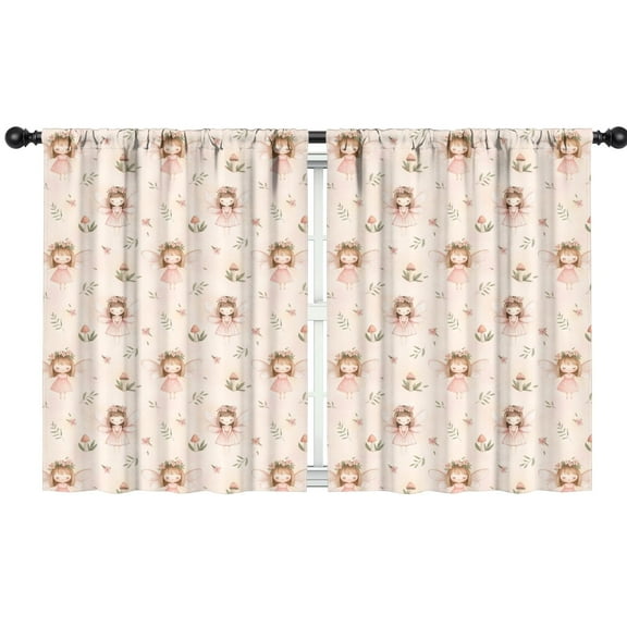 Blackout Kids Curtains,Flower Fairy Princess Pattern Childrens Insulated Curtains Set Of 2,Bedroom Essentials,Toddler Room Decor 42"x54"