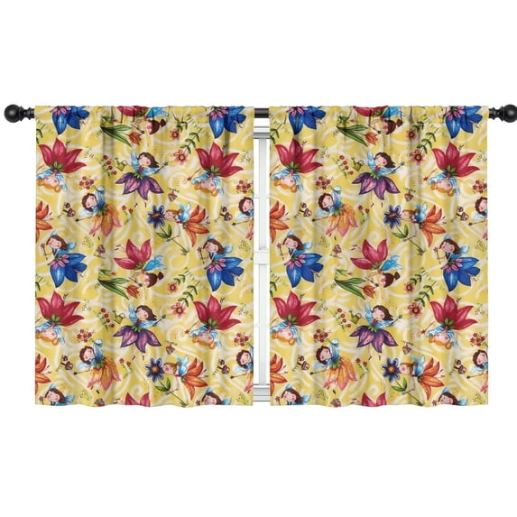 Blackout Kids Curtains,Flower Fairy Princess Pattern Childrens Insulated Curtains Set Of 2,Bedroom Essentials,Toddler Room Decor 42"x54"