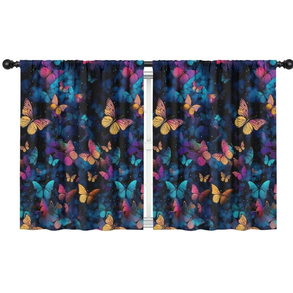 Blackout Kids Curtains,Flower and Butterfly Childrens Insulated Curtains Set Of 2,Bedroom Essentials,Toddler Room Decor 42"x54"(106x137cm)