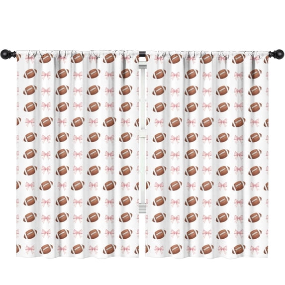 Blackout Kids Curtains,Football Bow Pink Pattern Children's Insulated Curtains Set Of 2,Bedroom Essentials,Toddler Room Decor 52"x84"