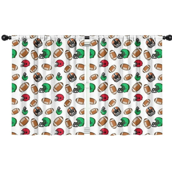 Blackout Kids Curtains,Football Helmets and Balls Pattern Childrens Insulated Curtains Set Of 2,Bedroom Essentials,Toddler Room Decor 42"x54"
