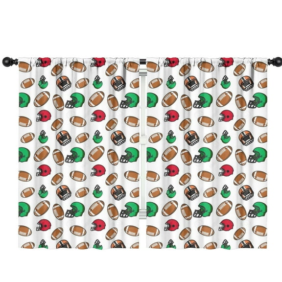 Blackout Kids Curtains,Football Helmets and Balls Pattern Childrens Insulated Curtains Set Of 2,Bedroom Essentials,Toddler Room Decor 42"x63"