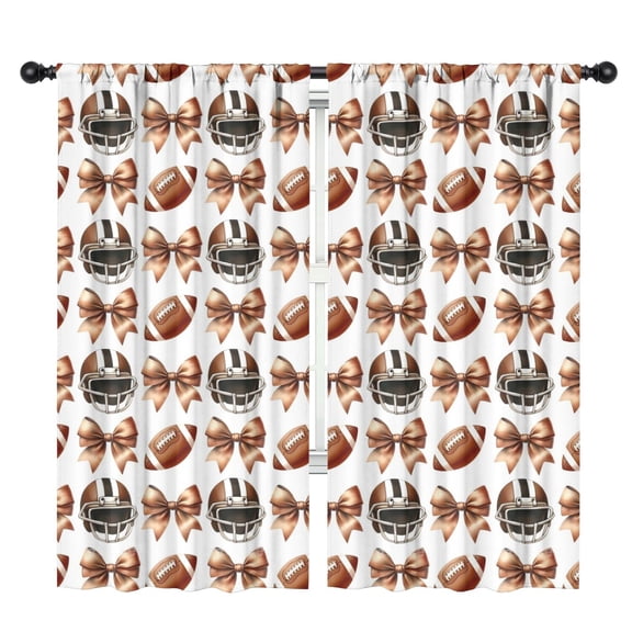 Blackout Kids Curtains,Football Helmets with Bows Pattern Childrens Insulated Curtains Set Of 2,Bedroom Essentials,Toddler Room Decor 42"x84"