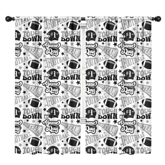 Blackout Kids Curtains,Football Words Pattern Childrens Insulated Curtains Set Of 2,Bedroom Essentials,Toddler Room Decor 42"x84"